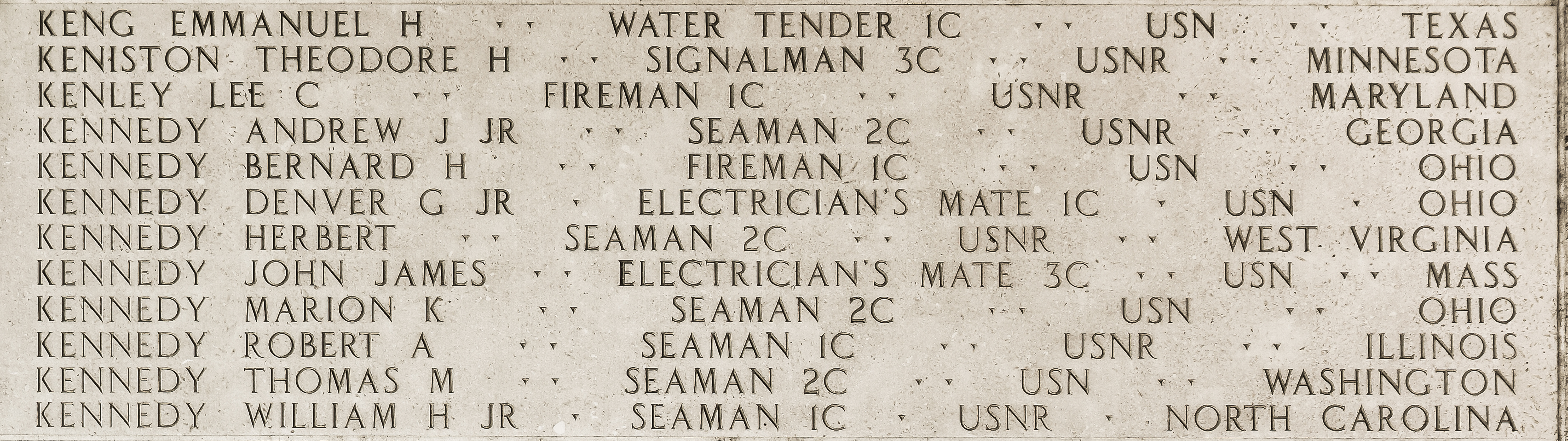 John James Kennedy, Electrician's Mate Third Class